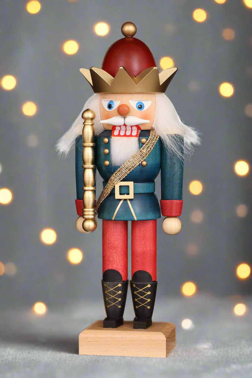 Nutcracker (Small) - Blue and Red King with Golden Crown